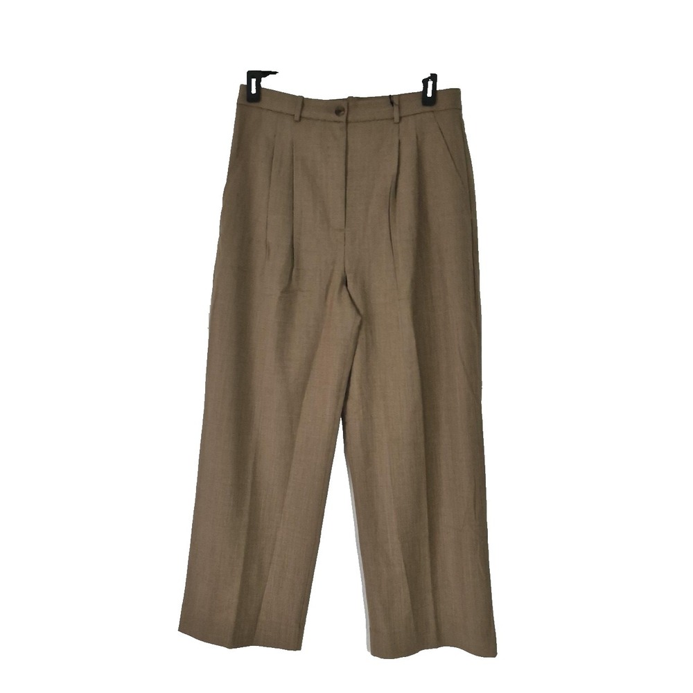 Banana Republic Wool Dress Pants Womens 12‎ Brown Wide Leg Pleated  Work